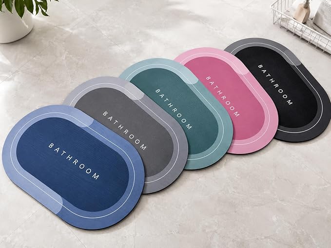 Anti Slip Oval Bathroom Mat - Quick Dry