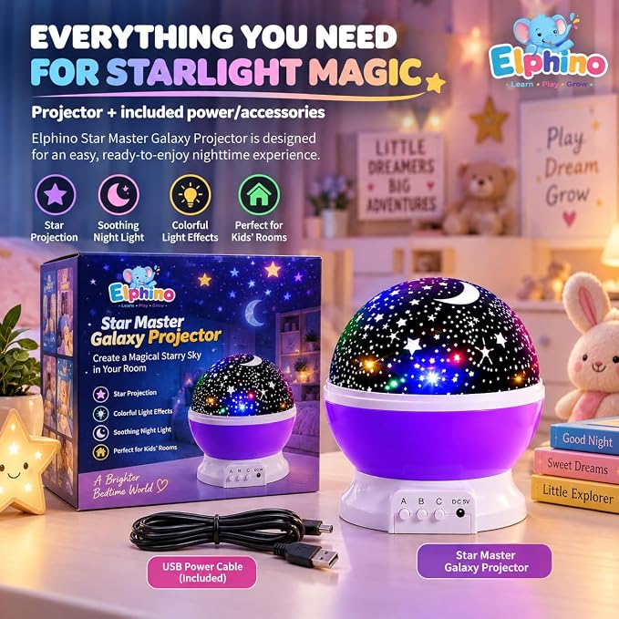 Star Master Galaxy Projector Night Lamp with Rotating Lights