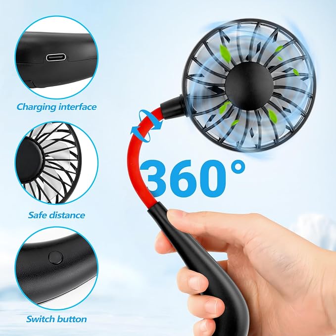 Portable Neck Fan Quiet Portable Battery Fan USB Mini