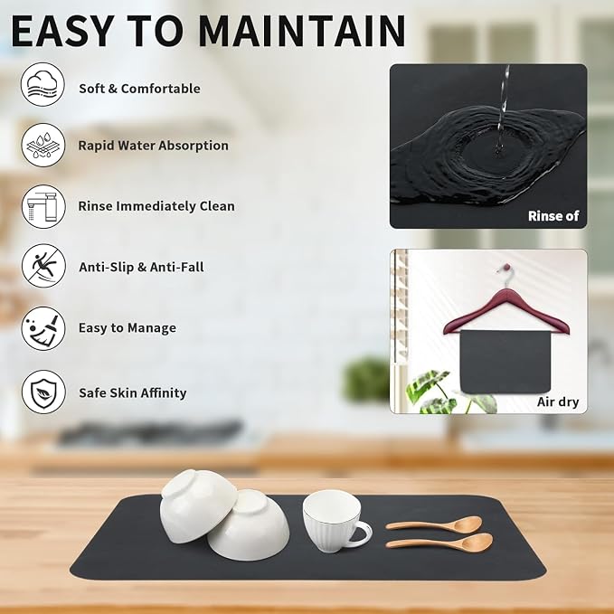 Super Absorbent Dish Drying Mat for Kitchen Counter