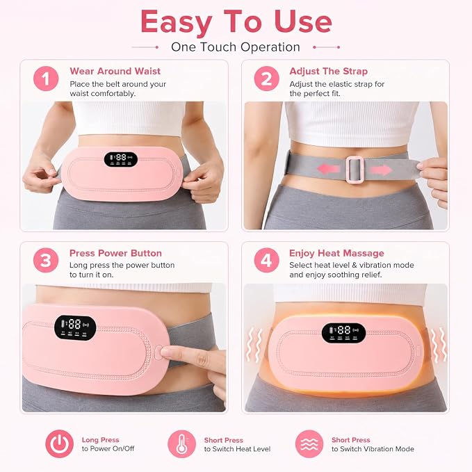 Period Cramp Relief Heating Pad Pain Device with 4 Massage Modes