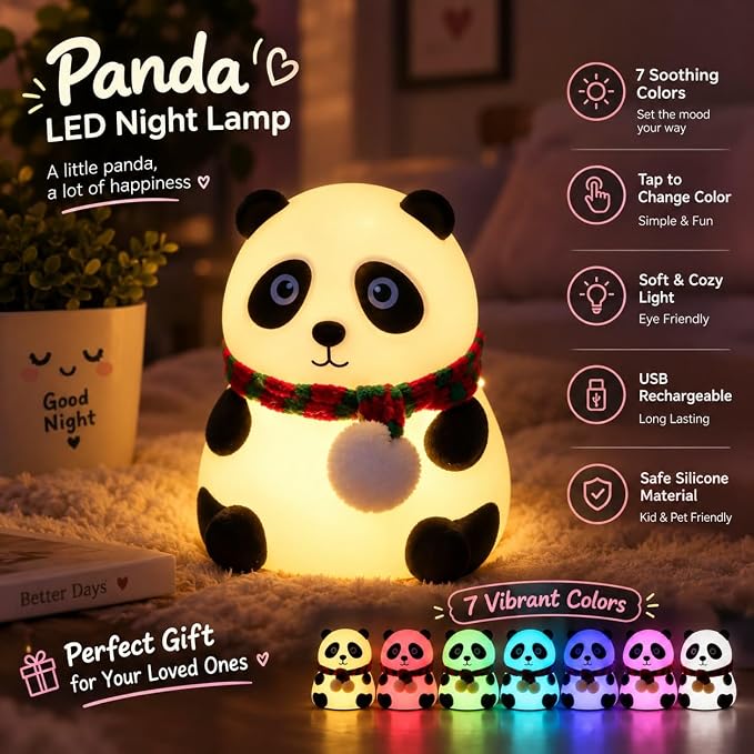 Panda Silicone Night Light Lamp for Room Decor