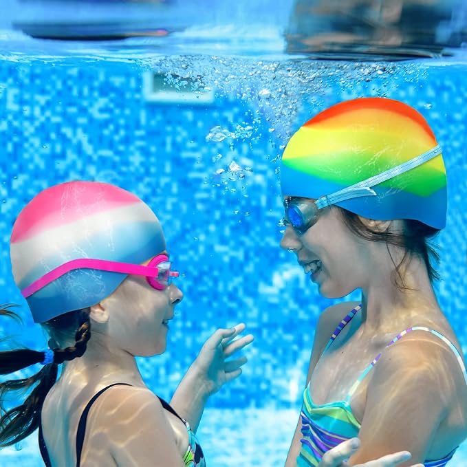 Swim Cap Kids Waterproof Silicone Swimming Caps