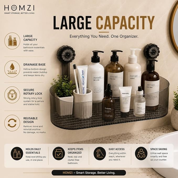 Suction Cup Bathroom Shelf Rack