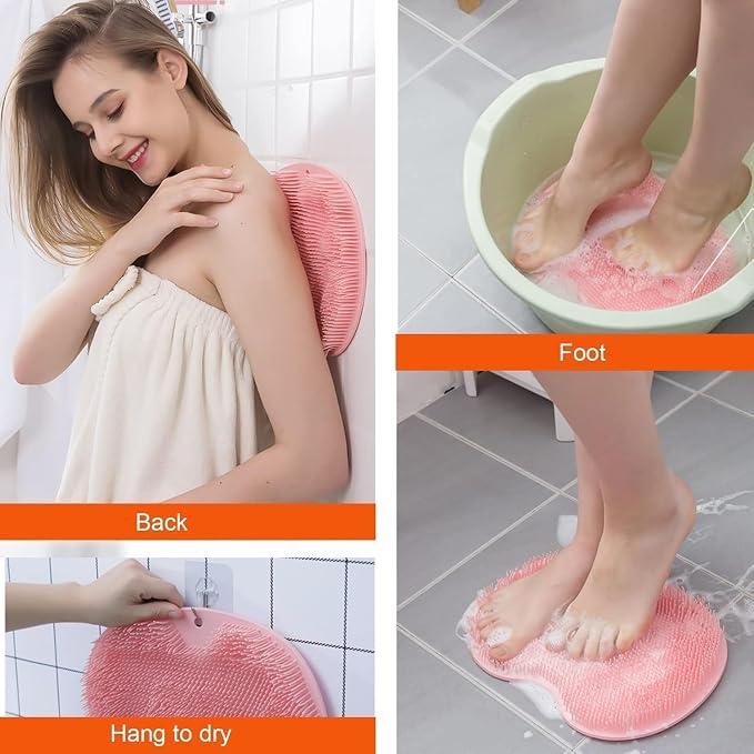 Shower Foot & Back Scrubber Mat with Suction Cups