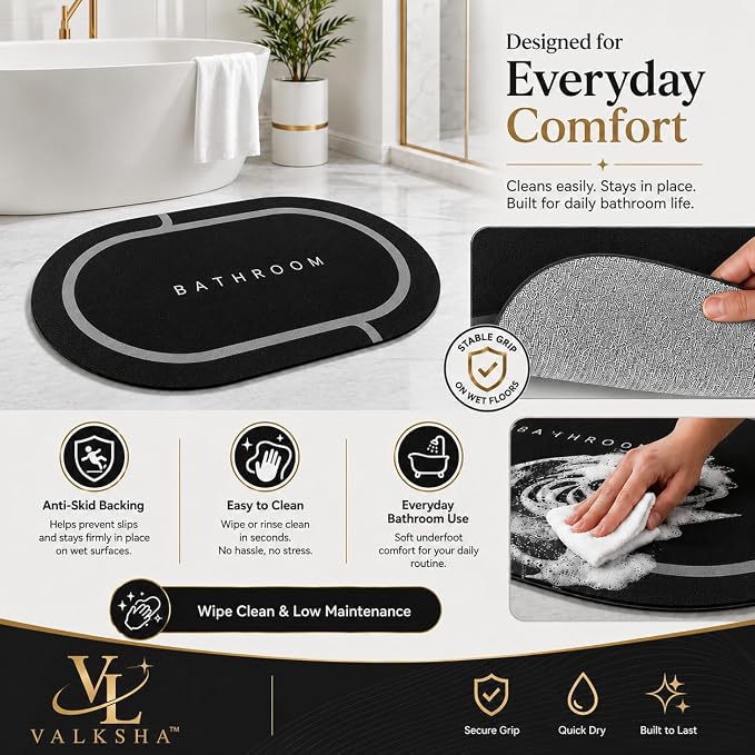 Anti Slip Oval Bathroom Mat - Quick Dry
