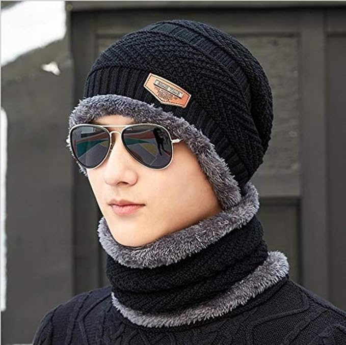 Winter Beanie Hats Scarf Set Neck Warmer