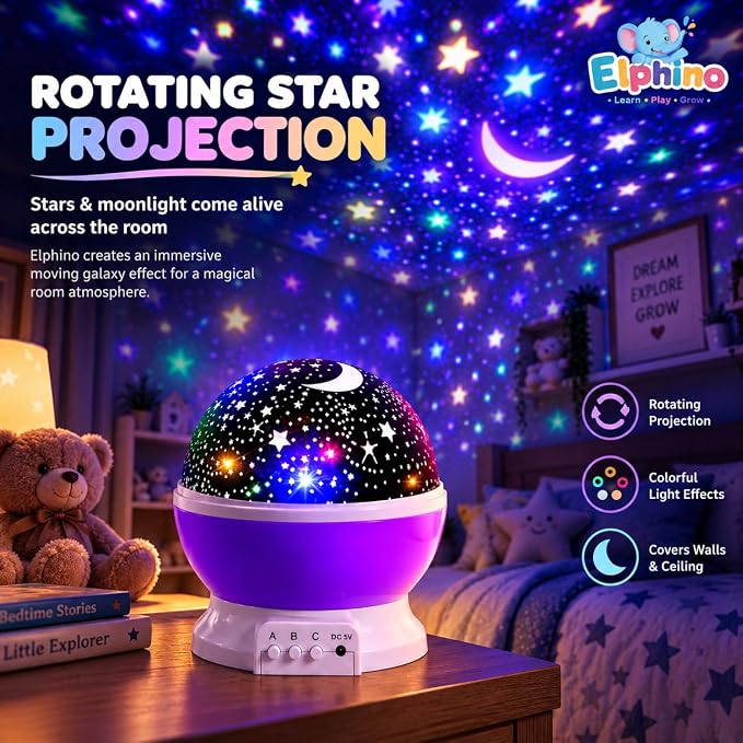 Star Master Galaxy Projector Night Lamp with Rotating Lights