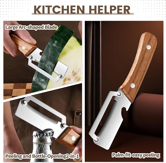 3 in 1 Peeling Knife Bottle Opener Multi-Functional Kitchen with Wooden Handle