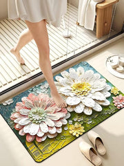 Thin Fashion Washable Oval Floor Bath Mat for Bathroom