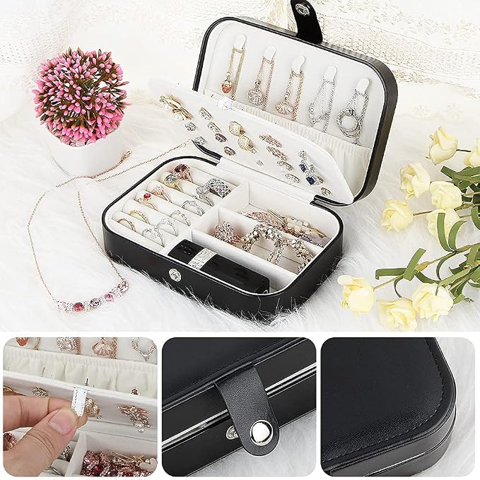 Mini Jewellery Box Organiser Portable Travel Double-Layer Jewelry Box