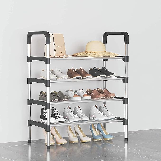 Metal Shoe Rack for Home, Adjustable & Stackable Waterproof 5-Tier Shoe Rack