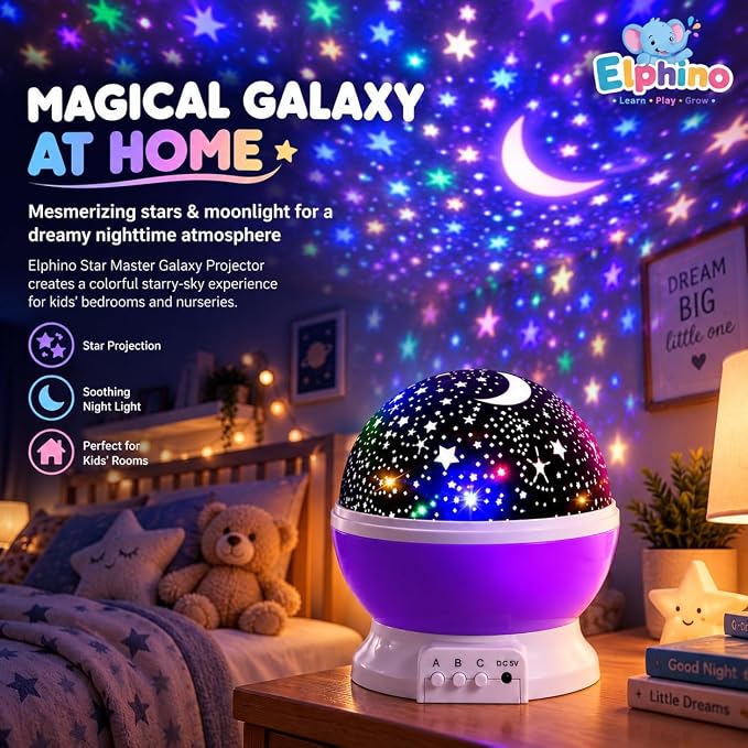 Star Master Galaxy Projector Night Lamp with Rotating Lights