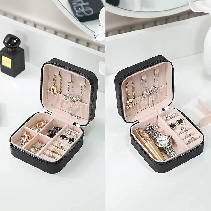 Leather Small Jewelry Box For Travel Portable Jewelry Case