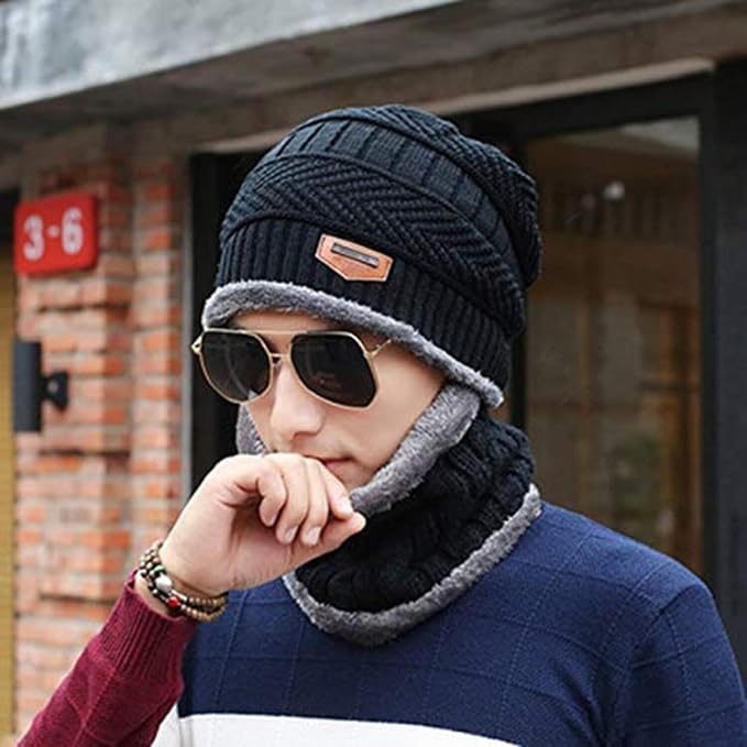 Winter Beanie Hats Scarf Set Neck Warmer