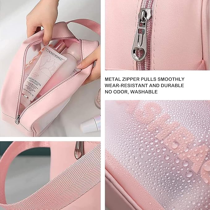 Case Carry Pouch for Women Bathroom Set of 3 (Pink)