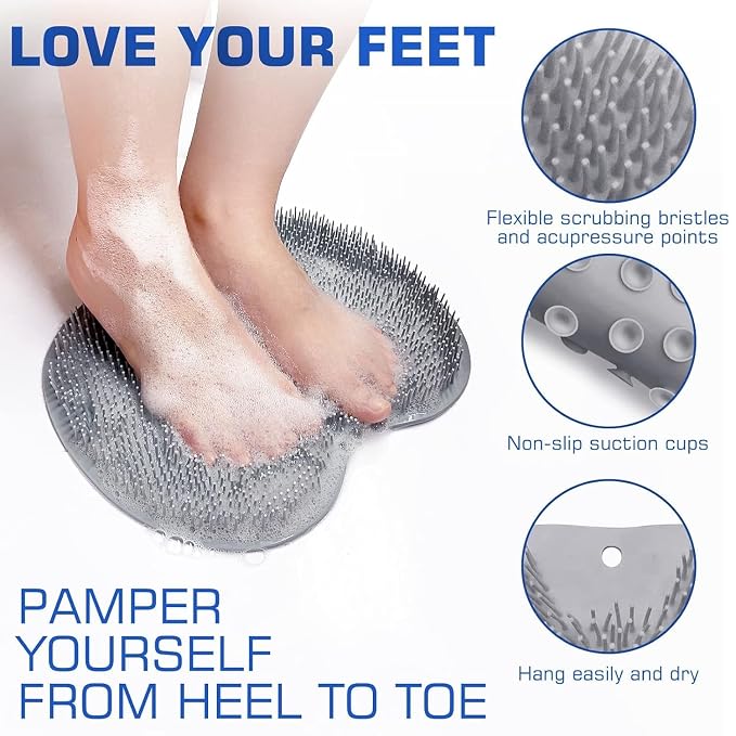 Shower Foot & Back Scrubber Mat with Suction Cups