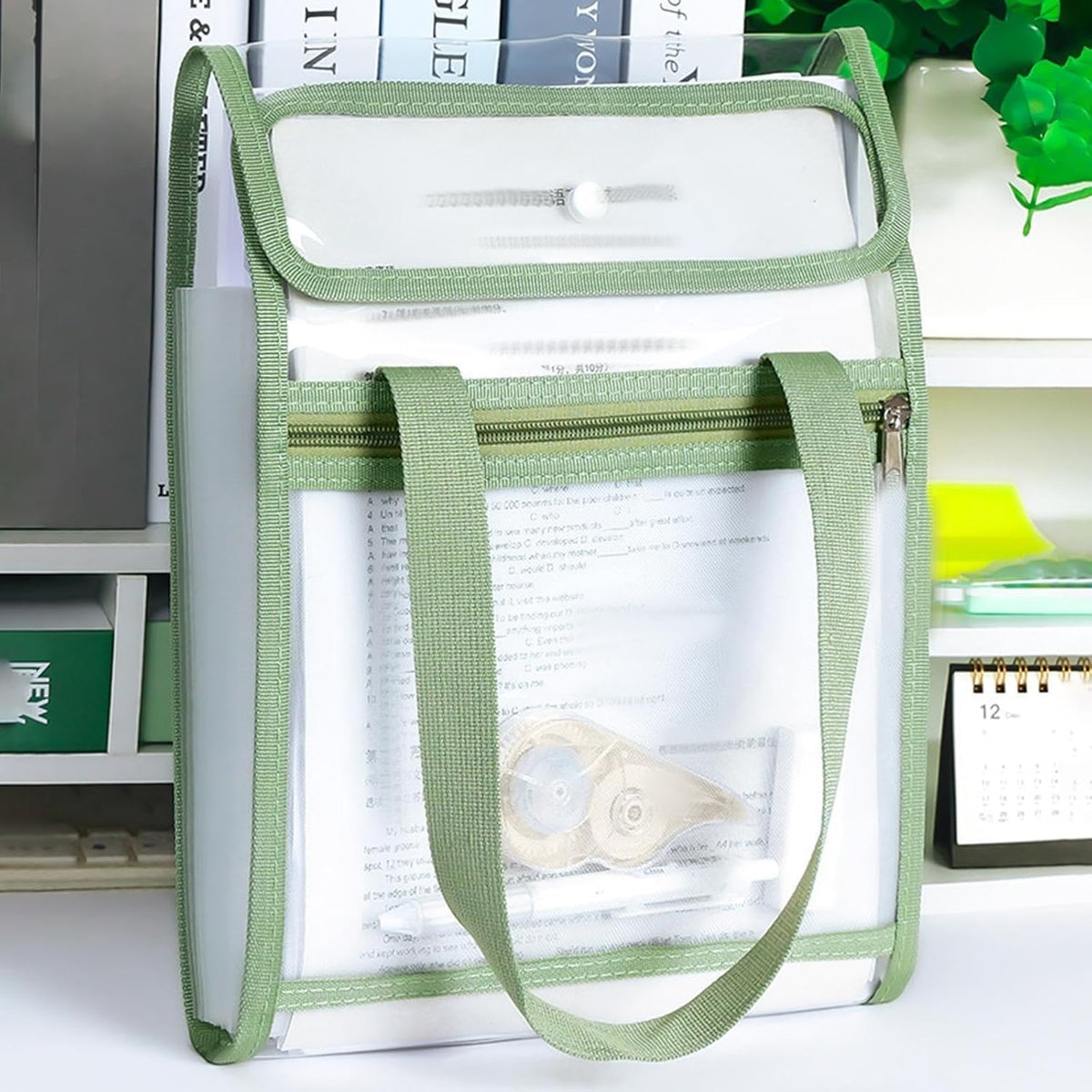 Transparent A4 File Holder Bag with Handle