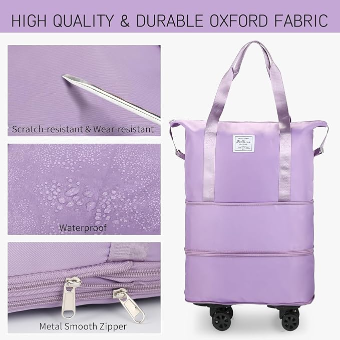 Foldable Shopping Trolley Bag with Wheels Lightweight & Waterproof