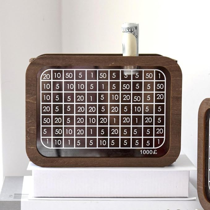Wooden Money Savings Tracker Box