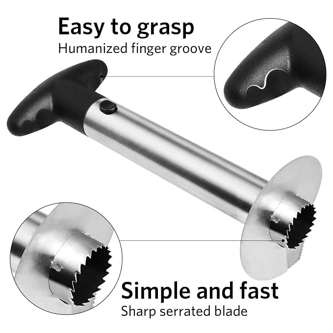 Pineapple Corer with Food Grade Stainless Steel Blade and ABS Grip