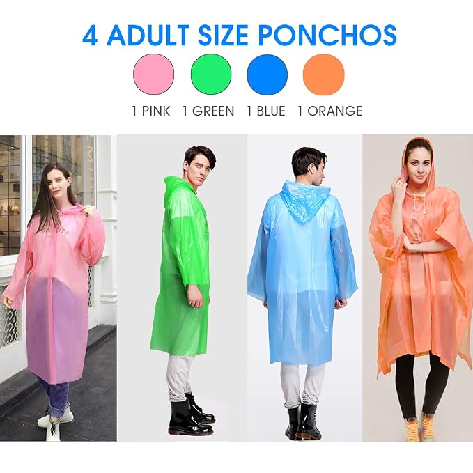Ponchos Multi-colored Raincoat for Camping Hiking Traveling