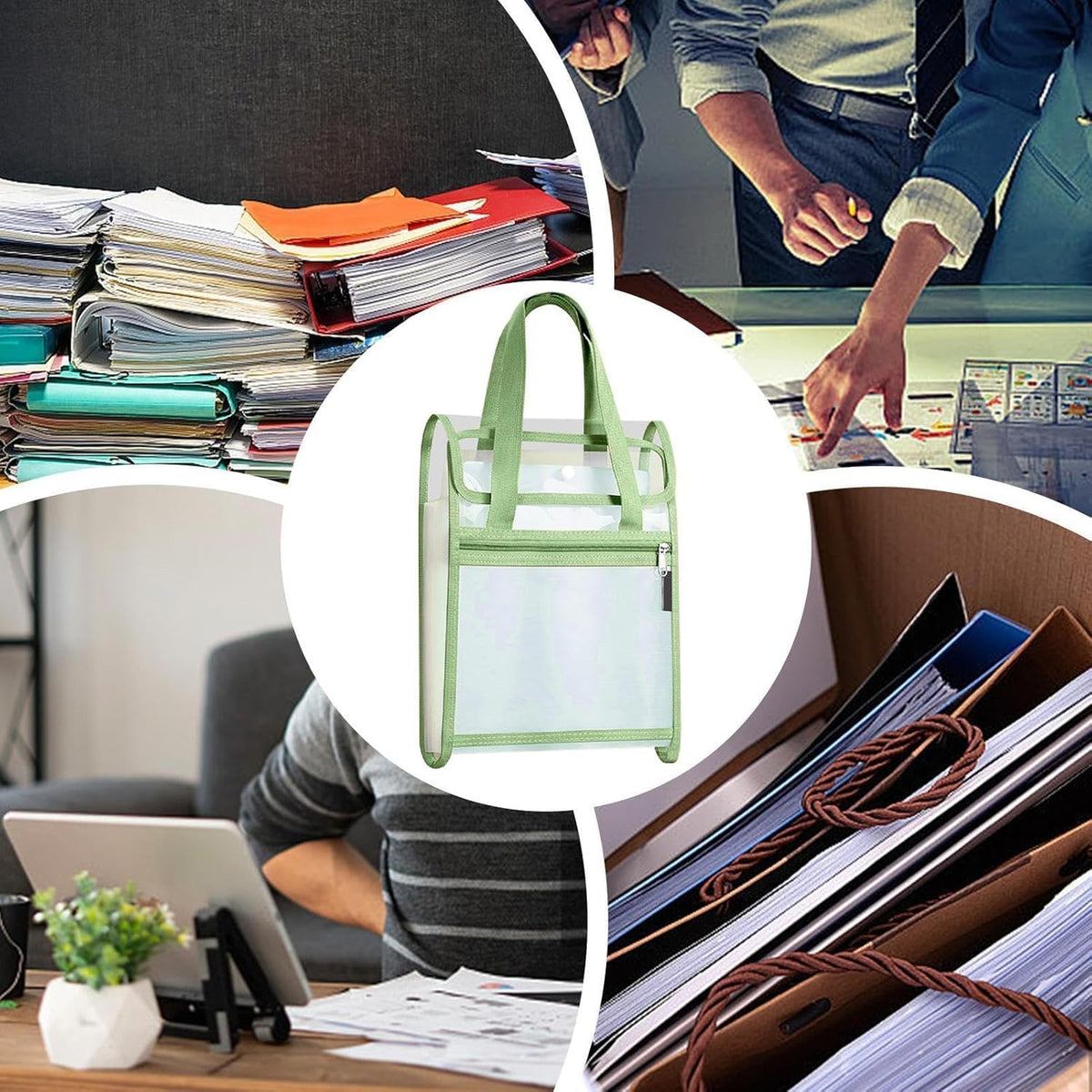 Transparent A4 File Holder Bag with Handle
