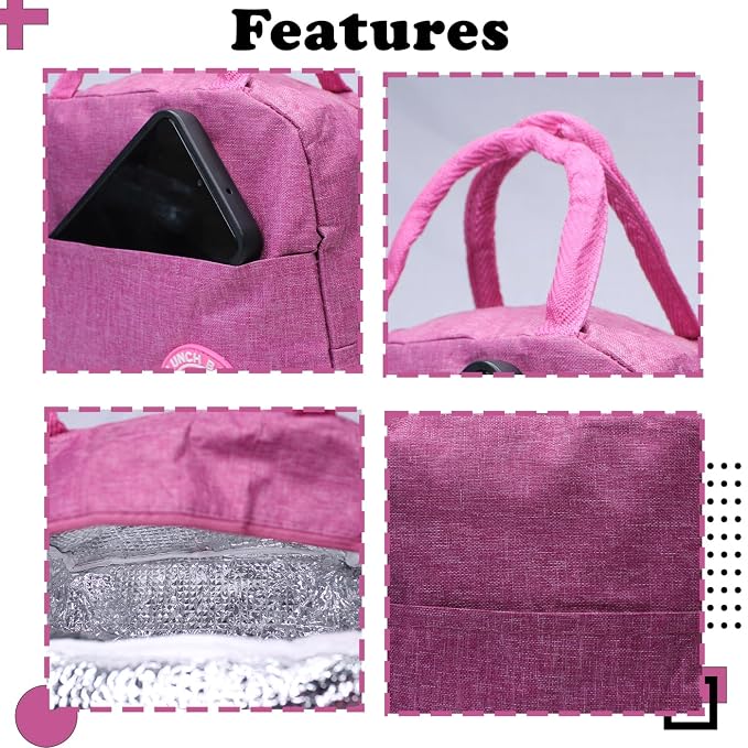Reusable Thermal Lunch Tote Portable Canvas Lunch Holder
