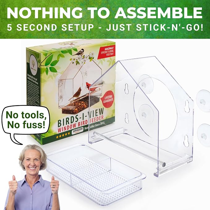 Transparent Bird Feeder with Suction Cups