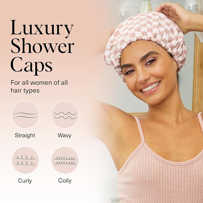 Satin-Lined Flexi Shower Cap for Women
