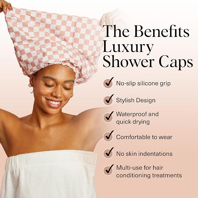 Satin-Lined Flexi Shower Cap for Women