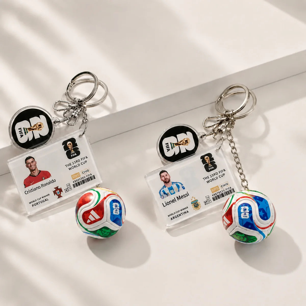 Football Player Trading Card Keychain Charm