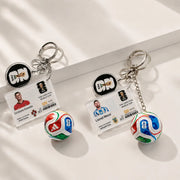 Football Player Trading Card Keychain Charm