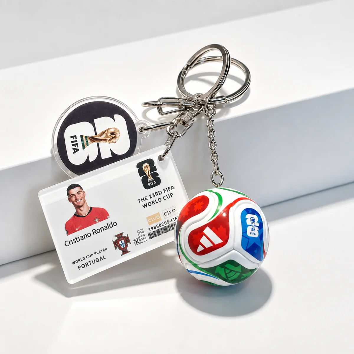 Football Player Trading Card Keychain Charm