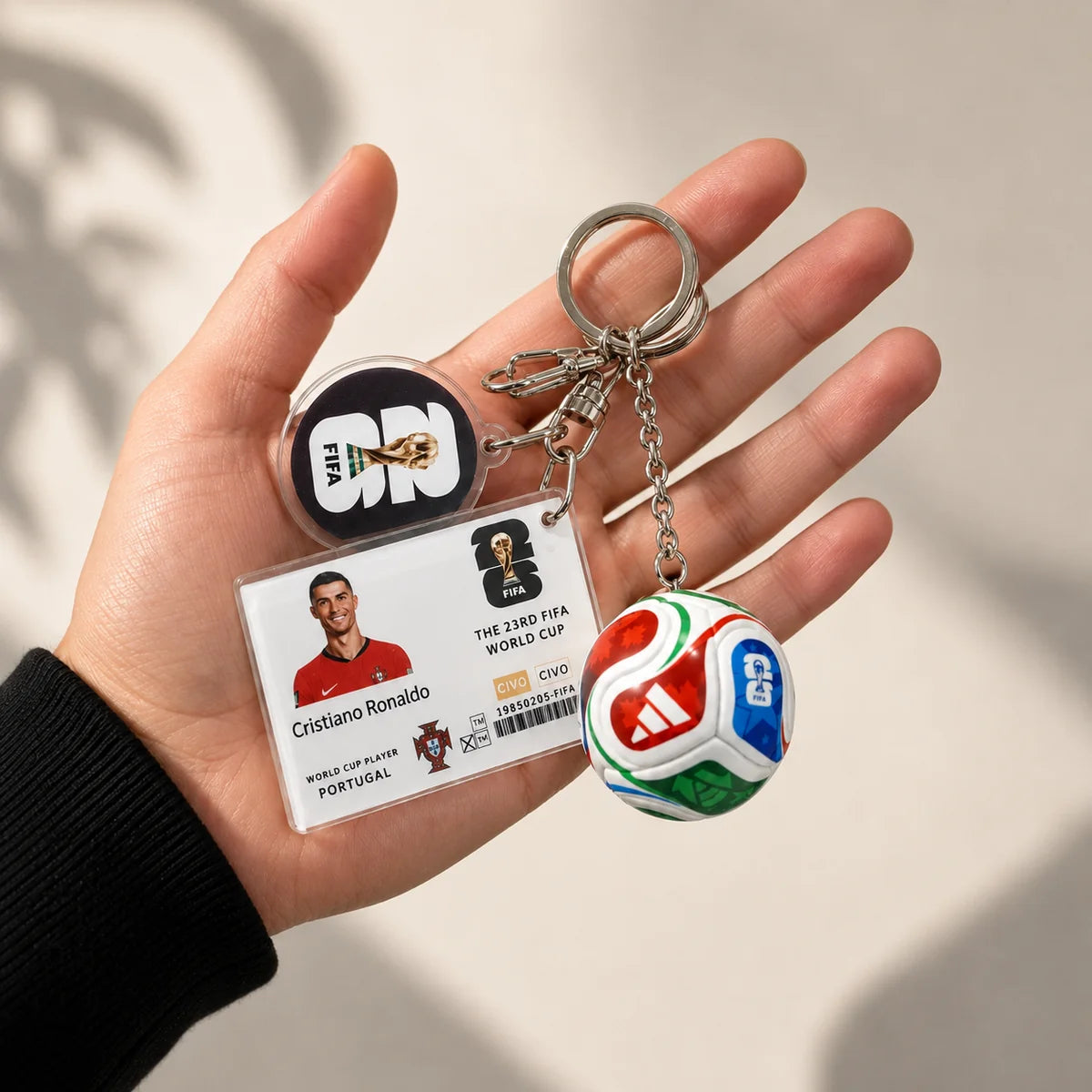 Football Player Trading Card Keychain Charm
