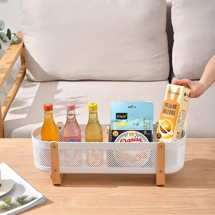Minimalist Wooden Handle Storage Basket