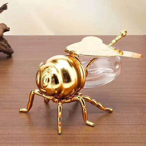 Bee Shaped Honey Jar with Spoon Condiment Pot