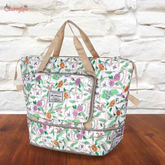 Printed Floral Foldable Storage Bag