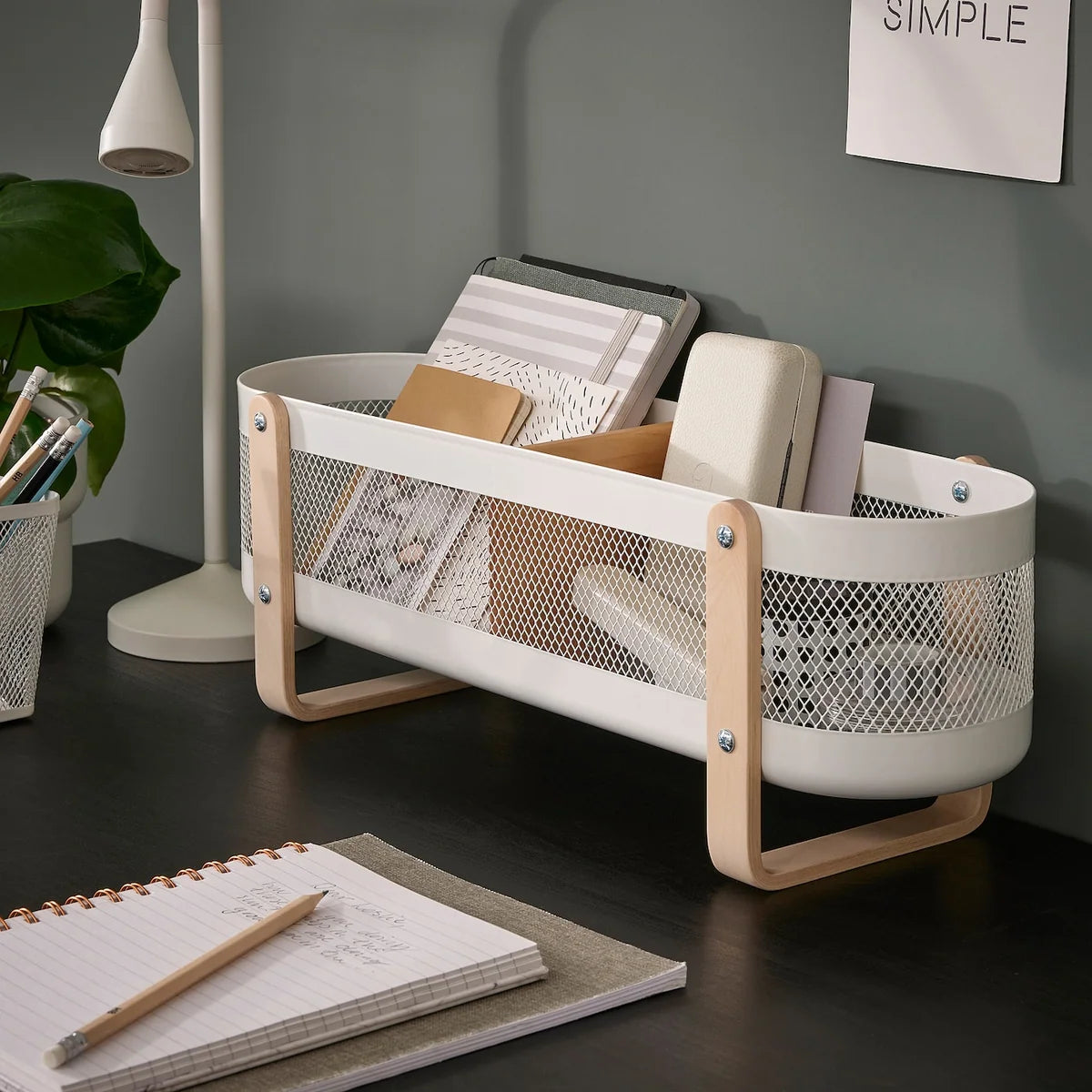 Minimalist Wooden Handle Storage Basket