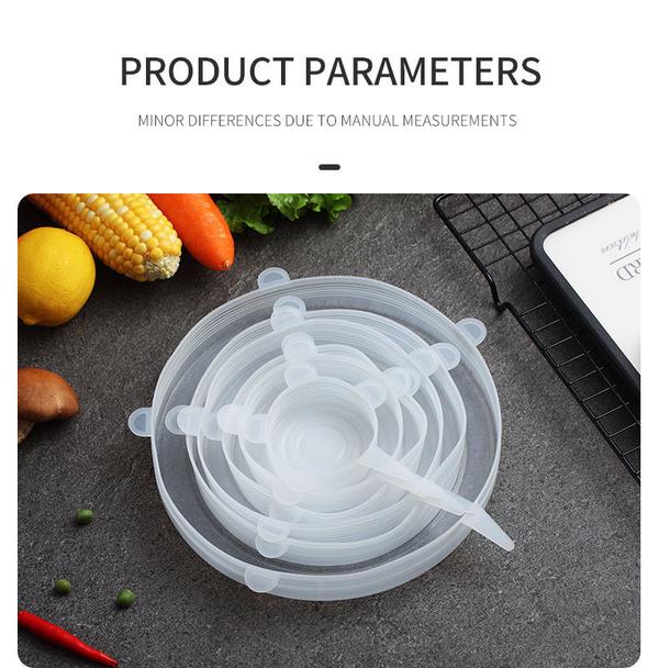 Premium Reusable Microwave/Dishwasher/Freezer Safe Silicone Stretch Lids ( PACK OF 6 )