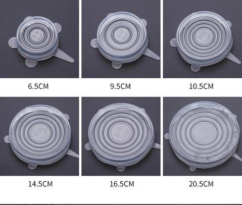 Premium Reusable Microwave/Dishwasher/Freezer Safe Silicone Stretch Lids ( PACK OF 6 )