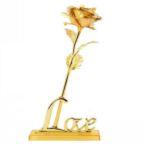 24K Golden Rose With Stand