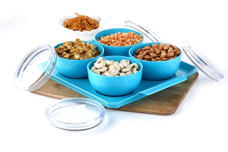 Dry Fruit Air Tight Bowl with Tray 2 piece and 4 piece