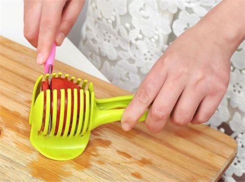 Tomato Slicer Fruits, Potato, Onion, Lemon Cutter Tool Perfect Slicer Cutting Holder