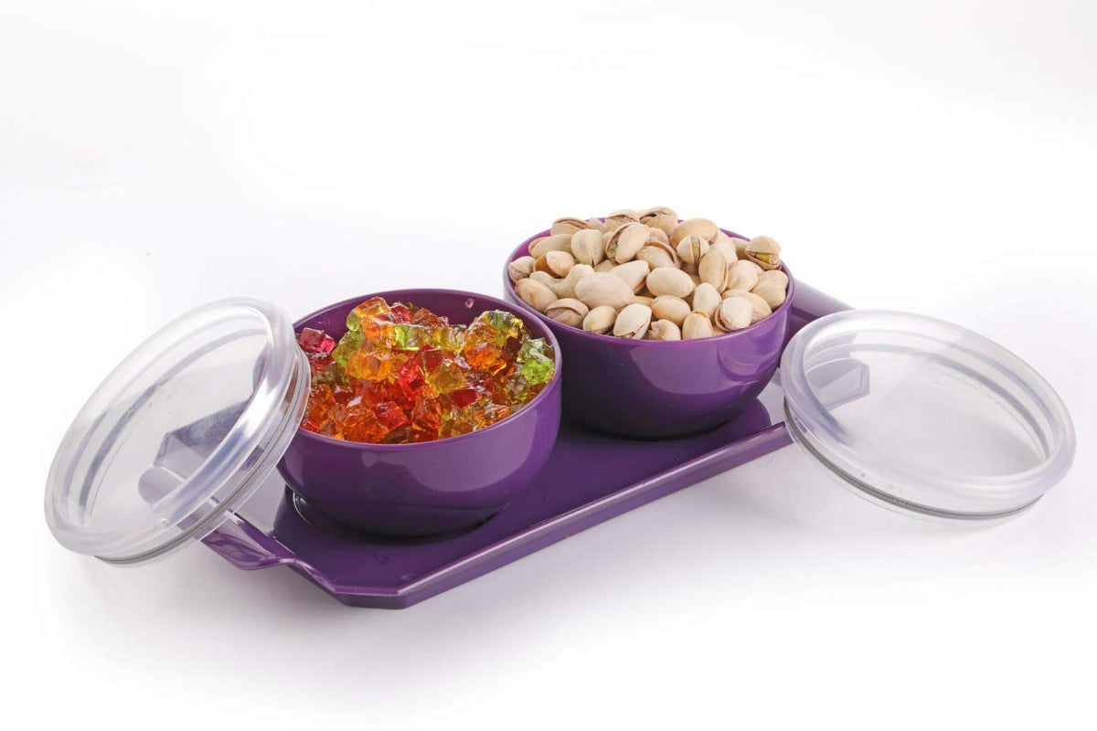 Dry Fruit Air Tight Bowl with Tray 2 piece and 4 piece