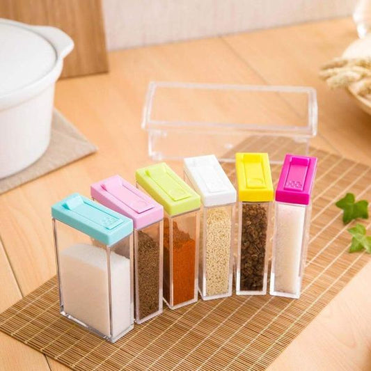 6 Spice Jar set,Plastic Spice Jars Dispenser Easy Flow Storage