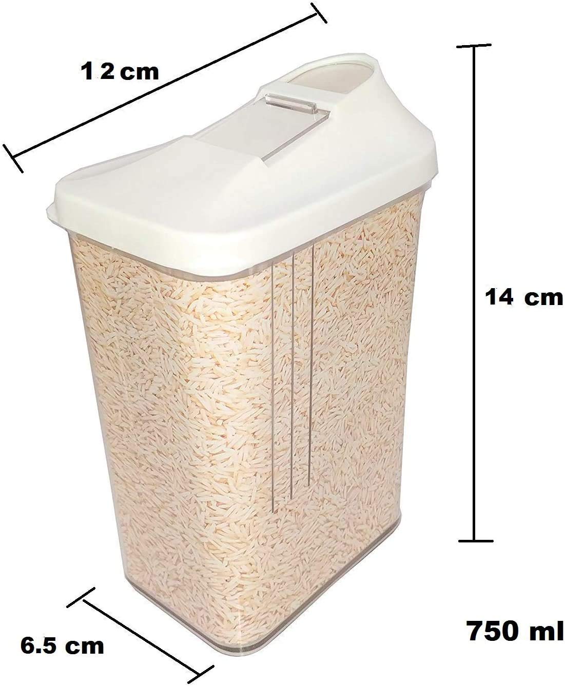 750 Ml Cereal Dispenser Easy Flow Storage Jar (Set Of 6)