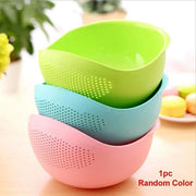 Rice Bowl Plastic Fruit Bowl Thick Drain Basket with Handle