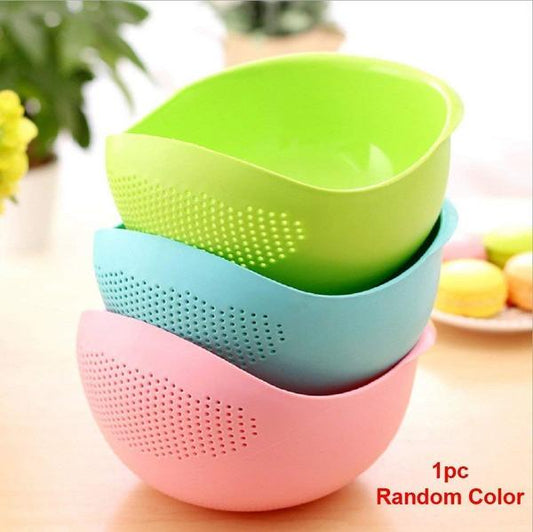 Rice Bowl Plastic Fruit Bowl Thick Drain Basket with Handle