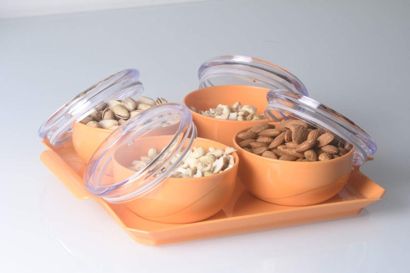 Dry Fruit Air Tight Bowl with Tray 2 piece and 4 piece